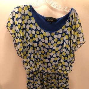 Francesca's Collections Blue and Yellow Midi Dress